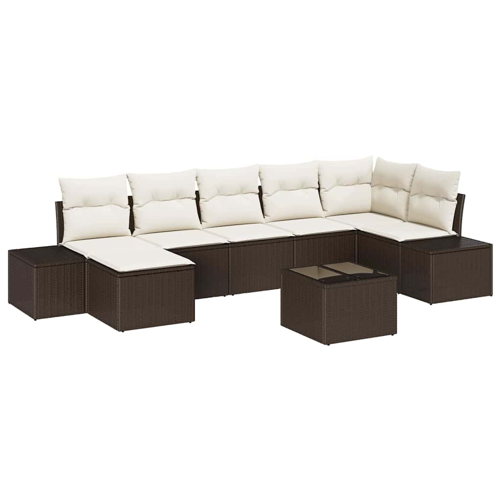 Set Divano da Giardino con cuscino 7 pcs Marrone polyrattan | homemem39