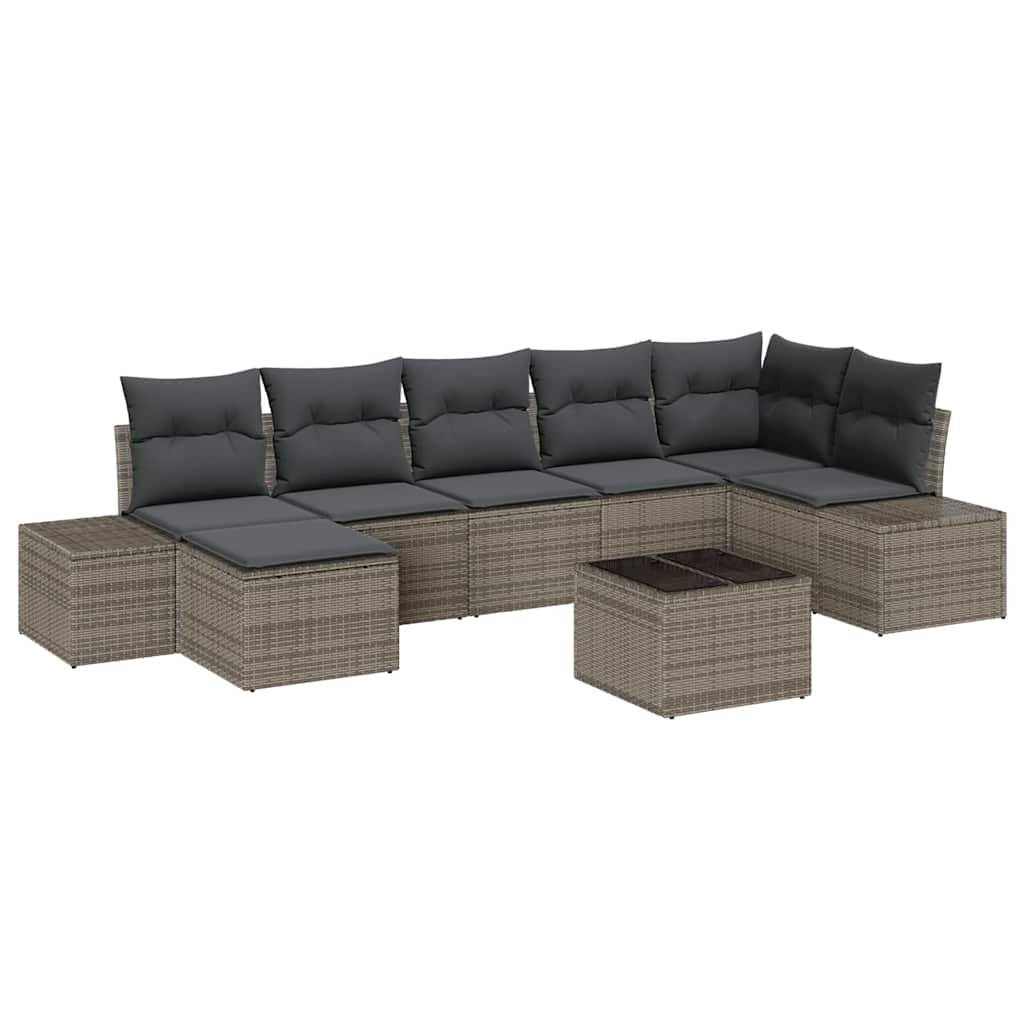 Set Divano da Giardino con cuscino 7 pcs Grigio polyrattan