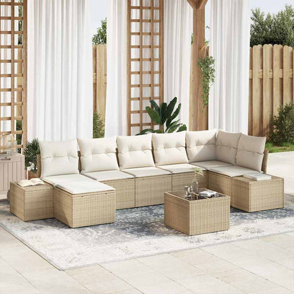Set Divano da Giardino con cuscino 7 pcs Beige polyrattan | homemem39