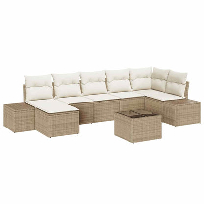 Set Divano da Giardino con cuscino 7 pcs Beige polyrattan | homemem39