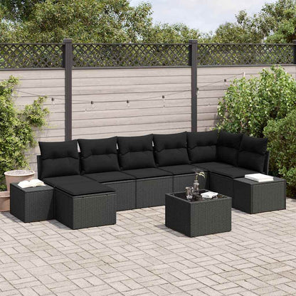Set Divano da Giardino con cuscino 7 pcs Nero polyrattan | homemem39