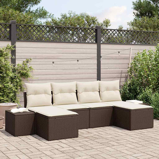 Set Divano da Giardino 6 pcs Marrone e crema 184 x 62 x 85 cm - homemem39