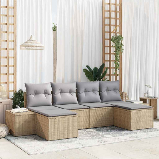 Set Divano da Giardino con cuscino 6 pcs beige e grigio chiaro - homemem39