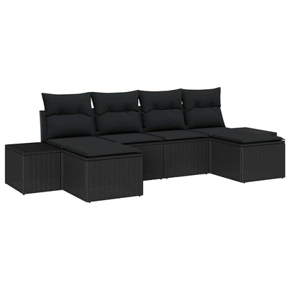 Set Divano da Giardino 6 pcs Nero 184 x 62 x 85 cm Poly Rattan - homemem39