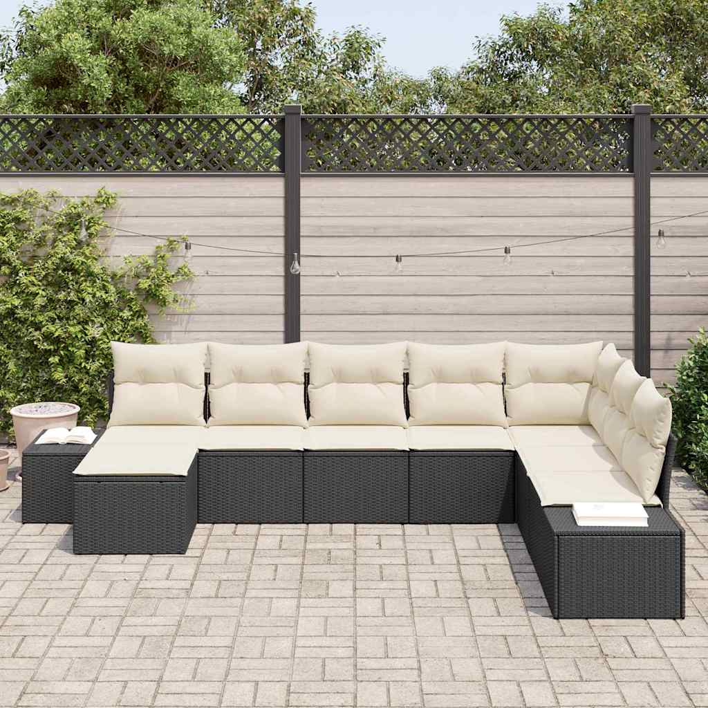 Set Divano da Giardino 8 pcs Nero e crema 319 x 209 x 85 cm - homemem39