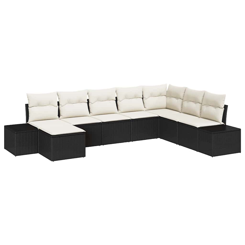 Set Divano da Giardino 8 pcs Nero e crema 319 x 209 x 85 cm - homemem39