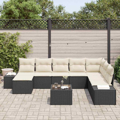 Set Divano da Giardino 9 pcs Nero e crema 319 x 209 x 85 cm - homemem39