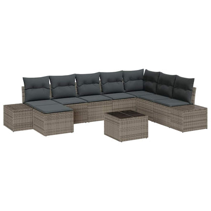 Set Divano da Giardino con cuscino 8 pcs Grigio polyrattan