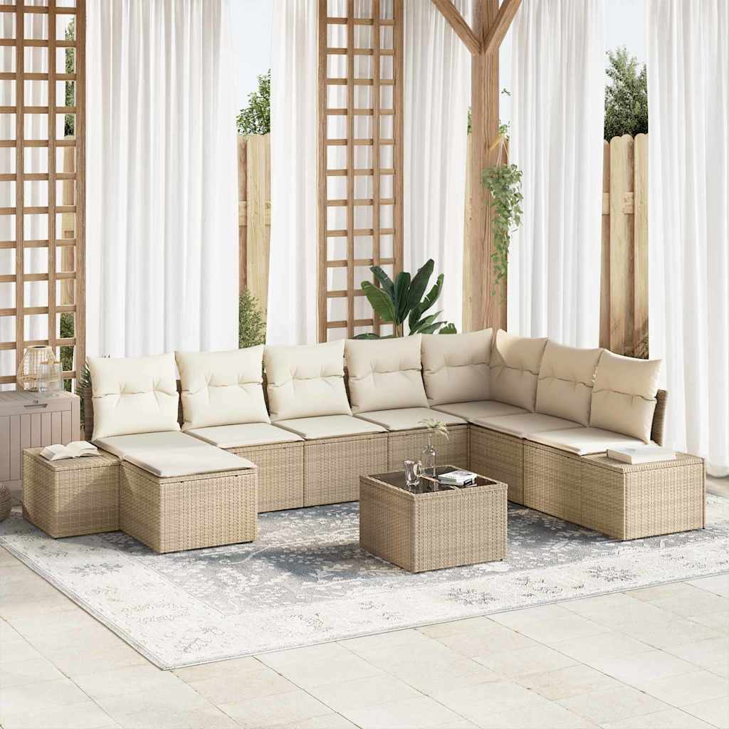 Set Divano da Giardino 9 pcs beige e panna 319 x 209 x 85 cm - homemem39