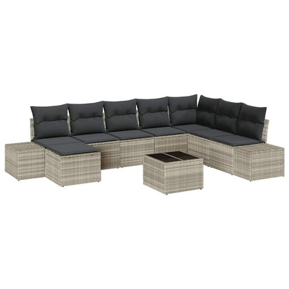 Set Divano da Giardino 9 pcs Grigio chiaro 319 x 209 x 85 cm - homemem39