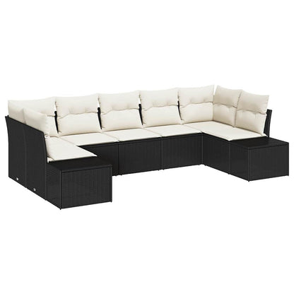 Set Divano da Giardino 7 pcs Nero e Crema Poly Rattan | homemem39