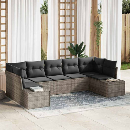 Set Divano da Giardino 7 pz 7-Numero di posti Grigio