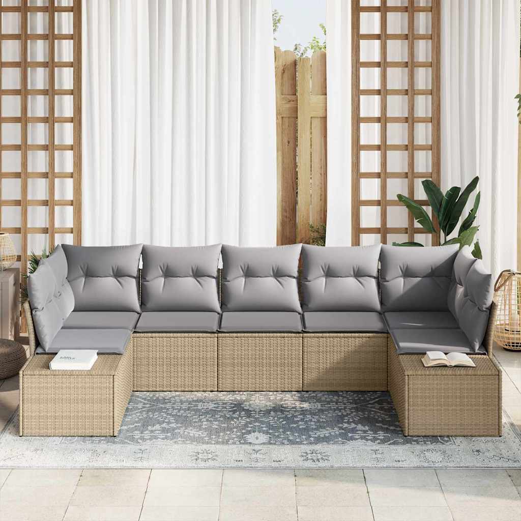 Set Divano da Giardino 7 pz 7-Numero di posti