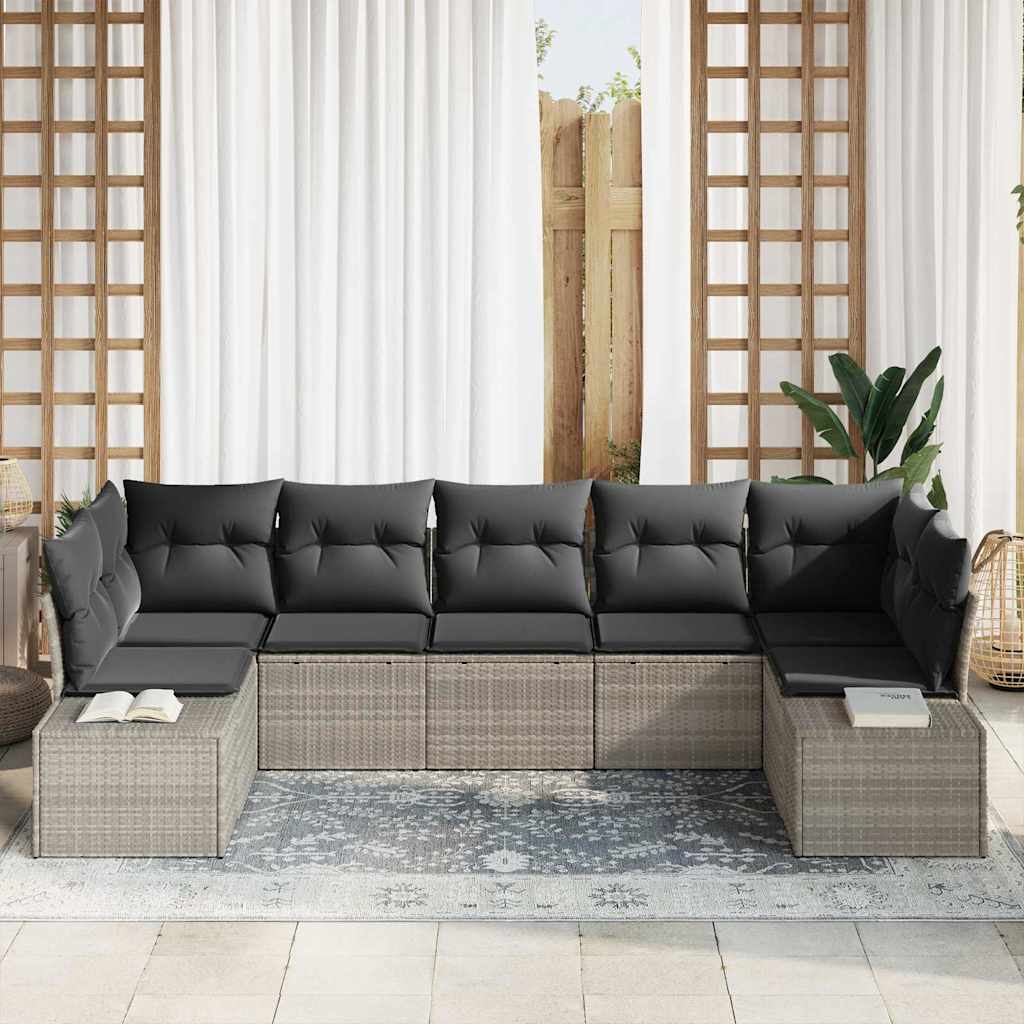 Set Divano da Giardino 7 pz 7-Numero di posti Grigio chiaro