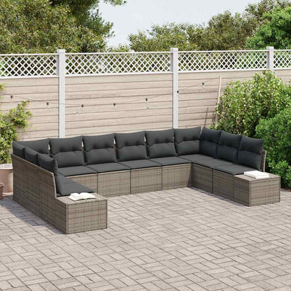 Set Divano da Giardino 10 pz 9-Numero di posti Grigio