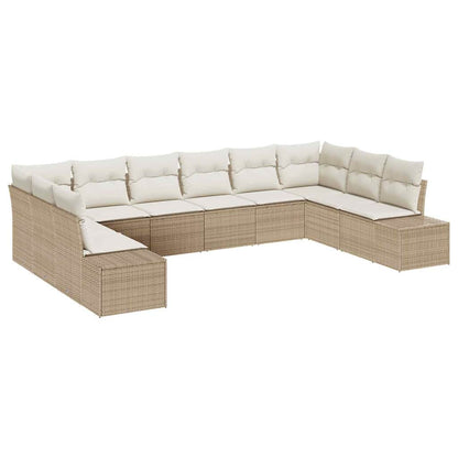 Set Divano da Giardino 10 pcs Beige e Crema Polyrattan | homemem39