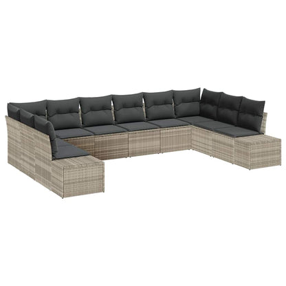 Set Divano da Giardino 10 pz 9-Numero di posti Grigio chiaro