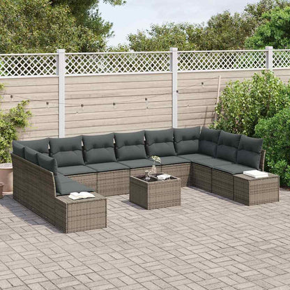 Set Divano da Giardino 10 pz 9-Numero di posti Grigio