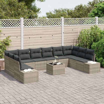 Set Divano da Giardino 10 pz 9-Numero di posti Grigio chiaro