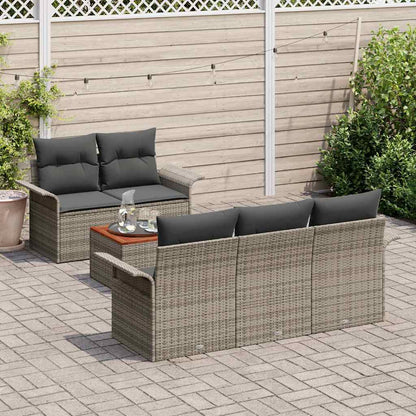 Set Divano da Giardino 6 pcs Grigio polyrattan | homemem39