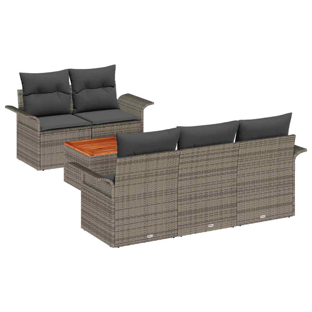 Set Divano da Giardino 6 pcs Grigio polyrattan | homemem39