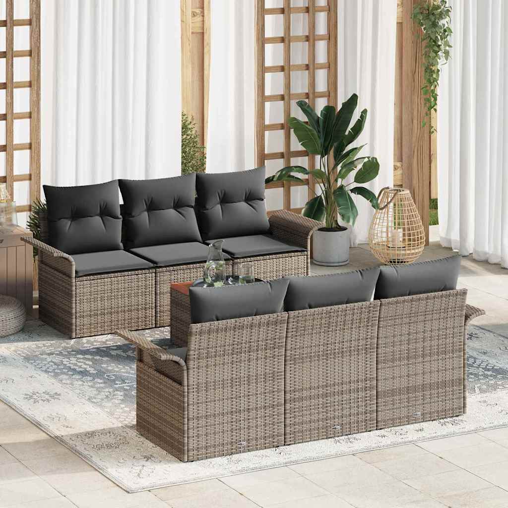 Set Divano da Giardino 7 pcs Grigio polyrattan | homemem39