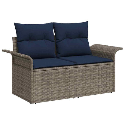 Set Divano da Giardino 7 pcs Grigio e Blu Navy polyrattan | homemem39