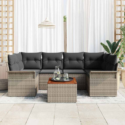 Set Divano da Giardino 7 pcs Grigio polyrattan | homemem39