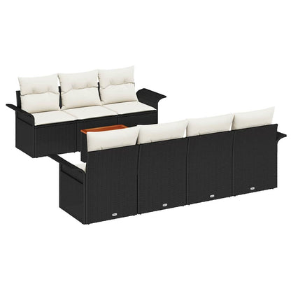 Set Divano da Giardino 8 pz 7-Numero di posti Nero e Crema