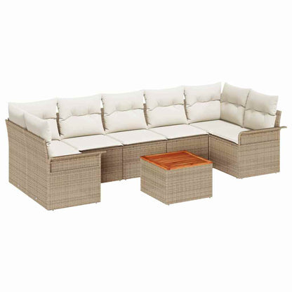 Set Divano da Giardino 8 pz 7-Numero di posti Beige e Crema