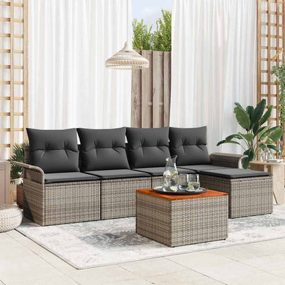 Set Divano da Giardino 6 pcs Grigio polyrattan | homemem39
