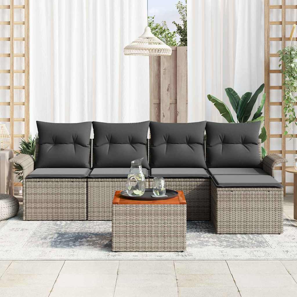 Set Divano da Giardino 6 pcs Grigio polyrattan | homemem39