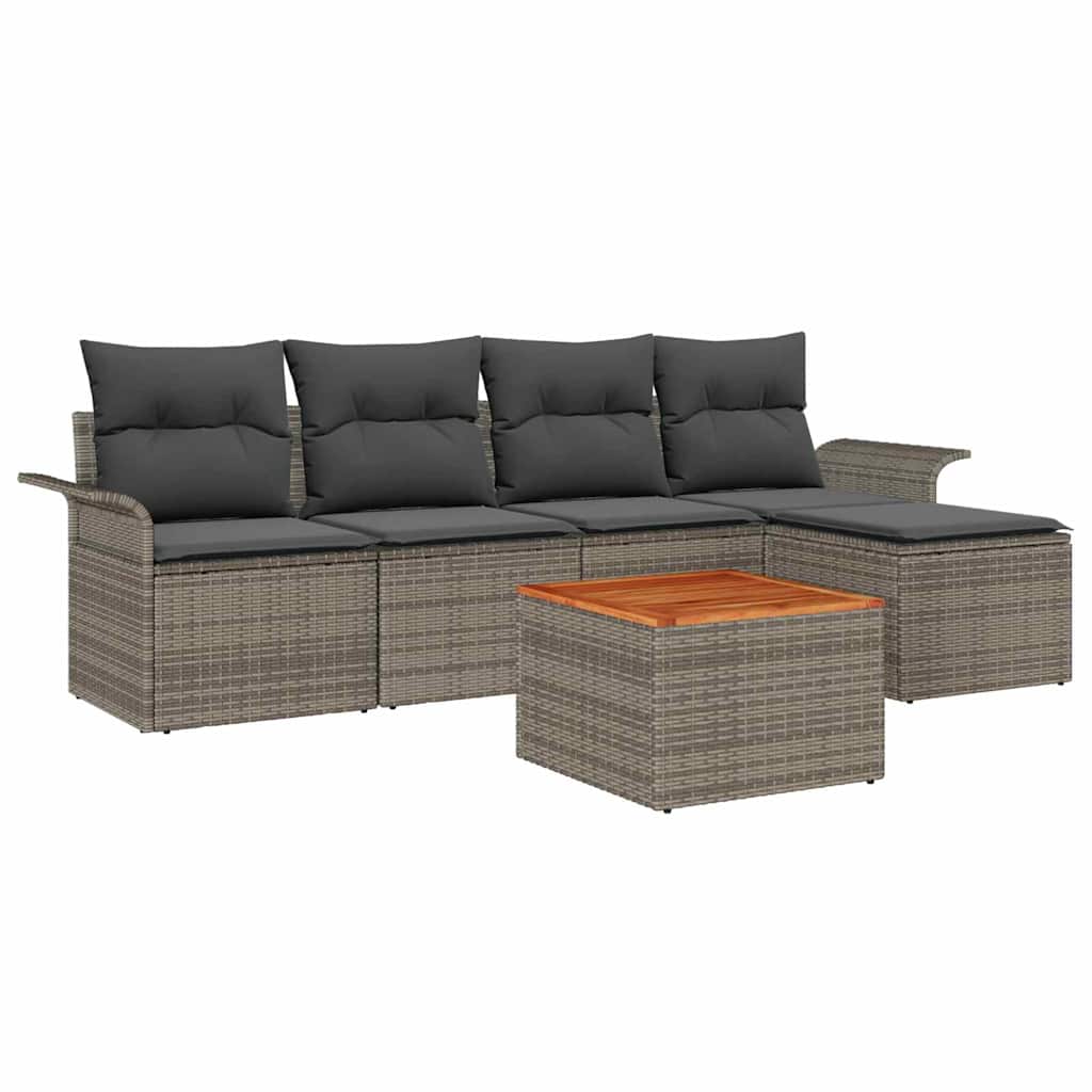 Set Divano da Giardino 6 pcs Grigio polyrattan | homemem39