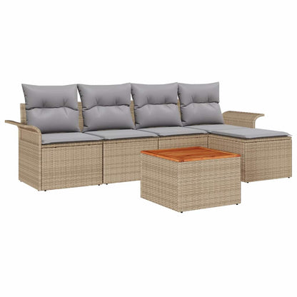Set Divano da Giardino 6 pz Beige e Grigio Chiaro polyrattan