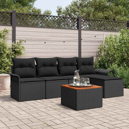 Set Divano da Giardino 6 pz Nero polyrattan