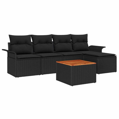 Set Divano da Giardino 6 pz Nero polyrattan