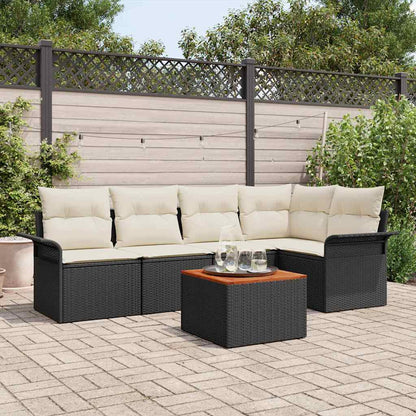 Set Divano da Giardino 6 pcs Nero e Crema polyrattan | homemem39