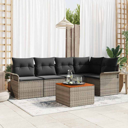 Set Divano da Giardino 6 pcs Grigio polyrattan | homemem39