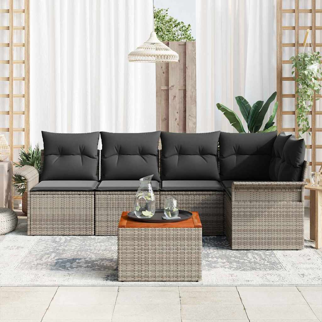 Set Divano da Giardino 6 pcs Grigio polyrattan | homemem39