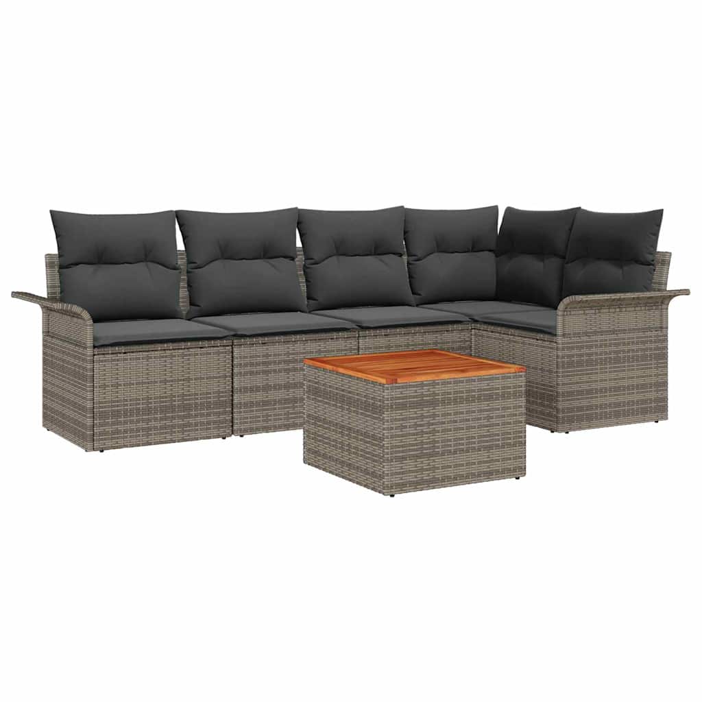 Set Divano da Giardino 6 pcs Grigio polyrattan | homemem39