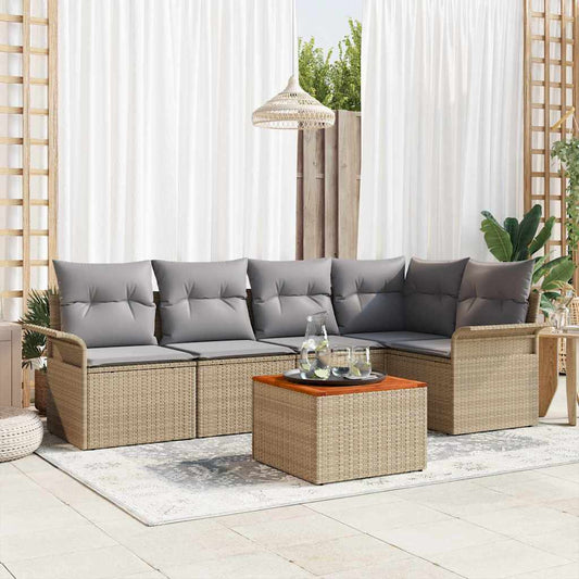 Set Divano da Giardino 6 pcs Beige e Grigio Chiaro polyrattan