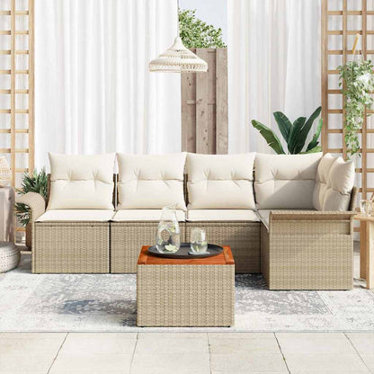 Set Divano da Giardino 6 pcs Beige e Crema polyrattan | homemem39