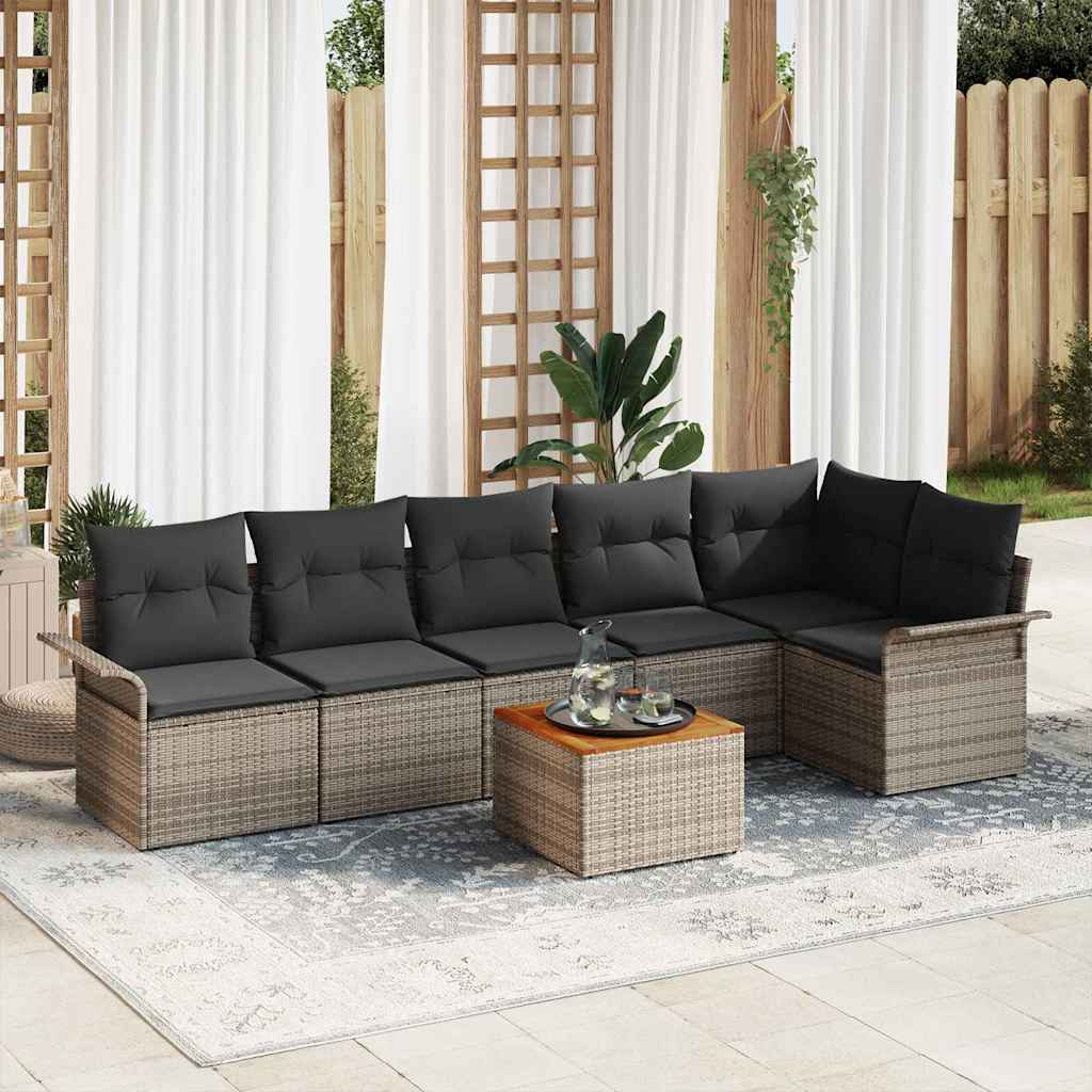 Set Divano da Giardino 7 pcs Grigio polyrattan | homemem39