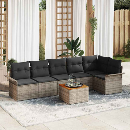 Set Divano da Giardino 7 pcs Grigio polyrattan | homemem39