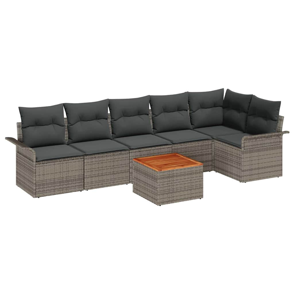 Set Divano da Giardino 7 pcs Grigio polyrattan | homemem39