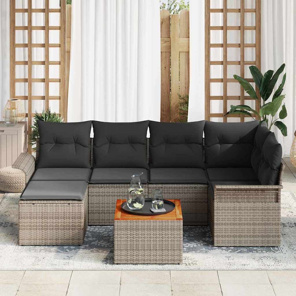 Set Divano da Giardino 7 pcs Grigio polyrattan | homemem39