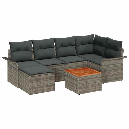 Set Divano da Giardino 7 pcs Grigio polyrattan | homemem39