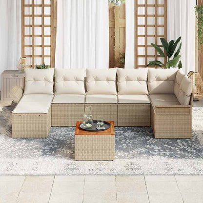 Set Divano da Giardino 8 pz Beige e Crema polyrattan