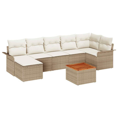 Set Divano da Giardino 8 pz Beige e Crema polyrattan