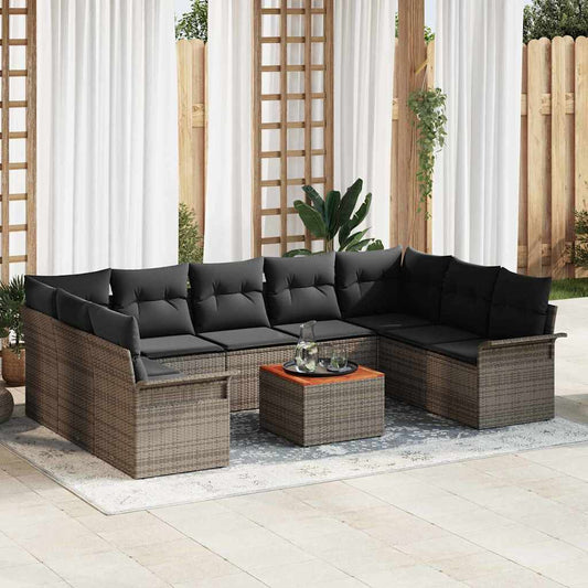 Set Divano da Giardino 10 pcs Grigio polyrattan